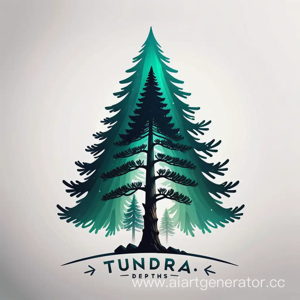 Нарисуй логотип для компании с назвинем "недры тундры", с изображением сосны