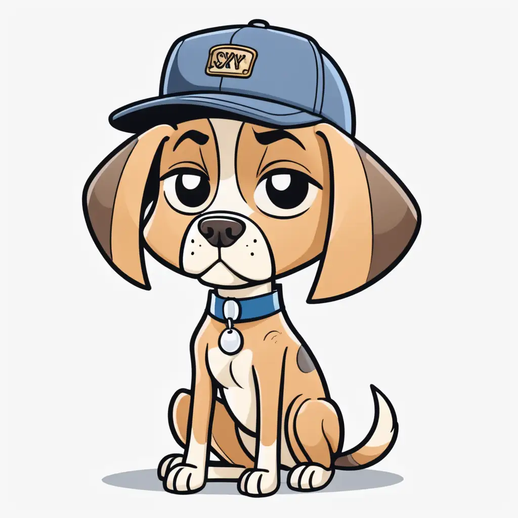 sexy thin cartoon dog with snooty attitude  wearing a cap
