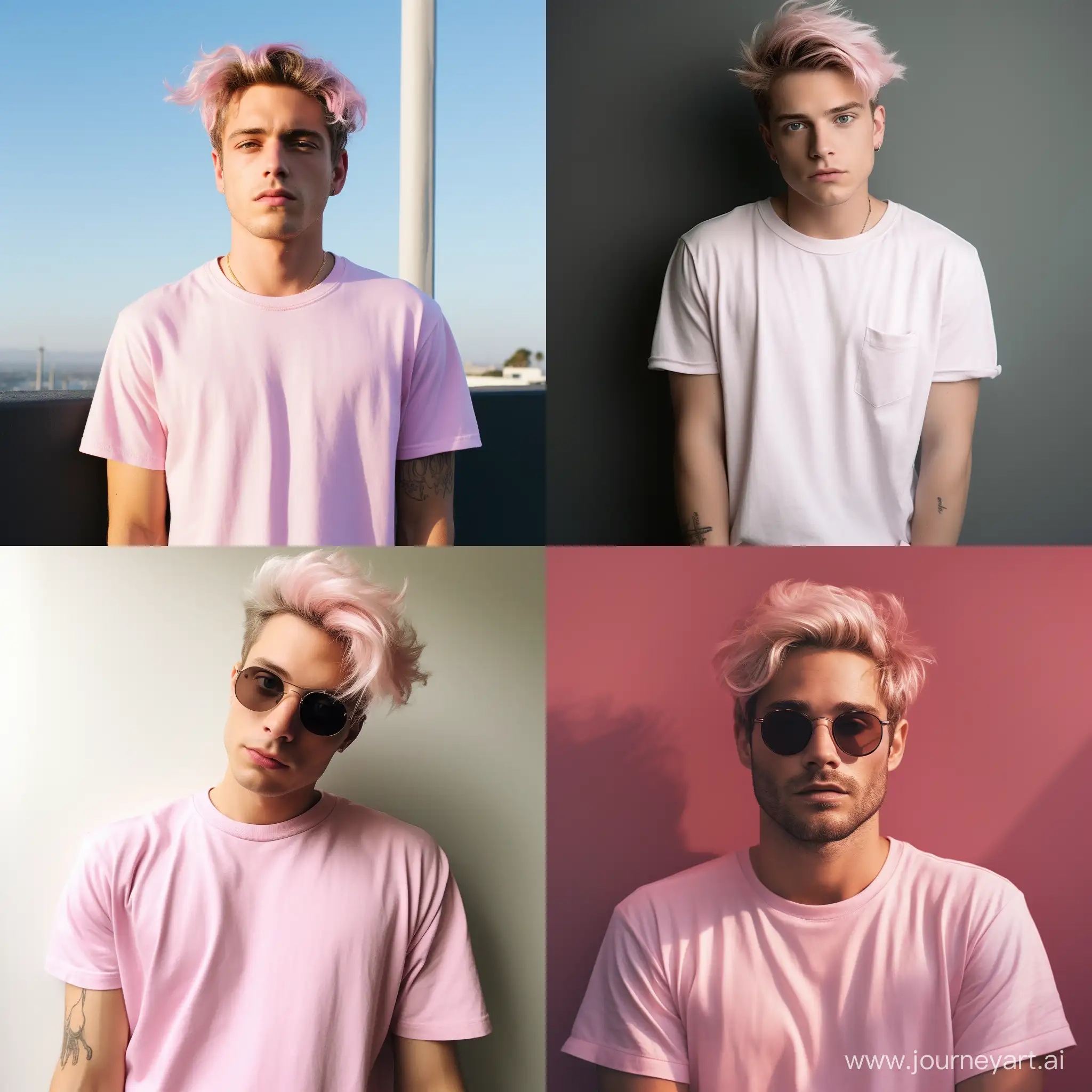 Fashionable-Man-with-AshColored-Hair-in-Pink-and-White-Attire