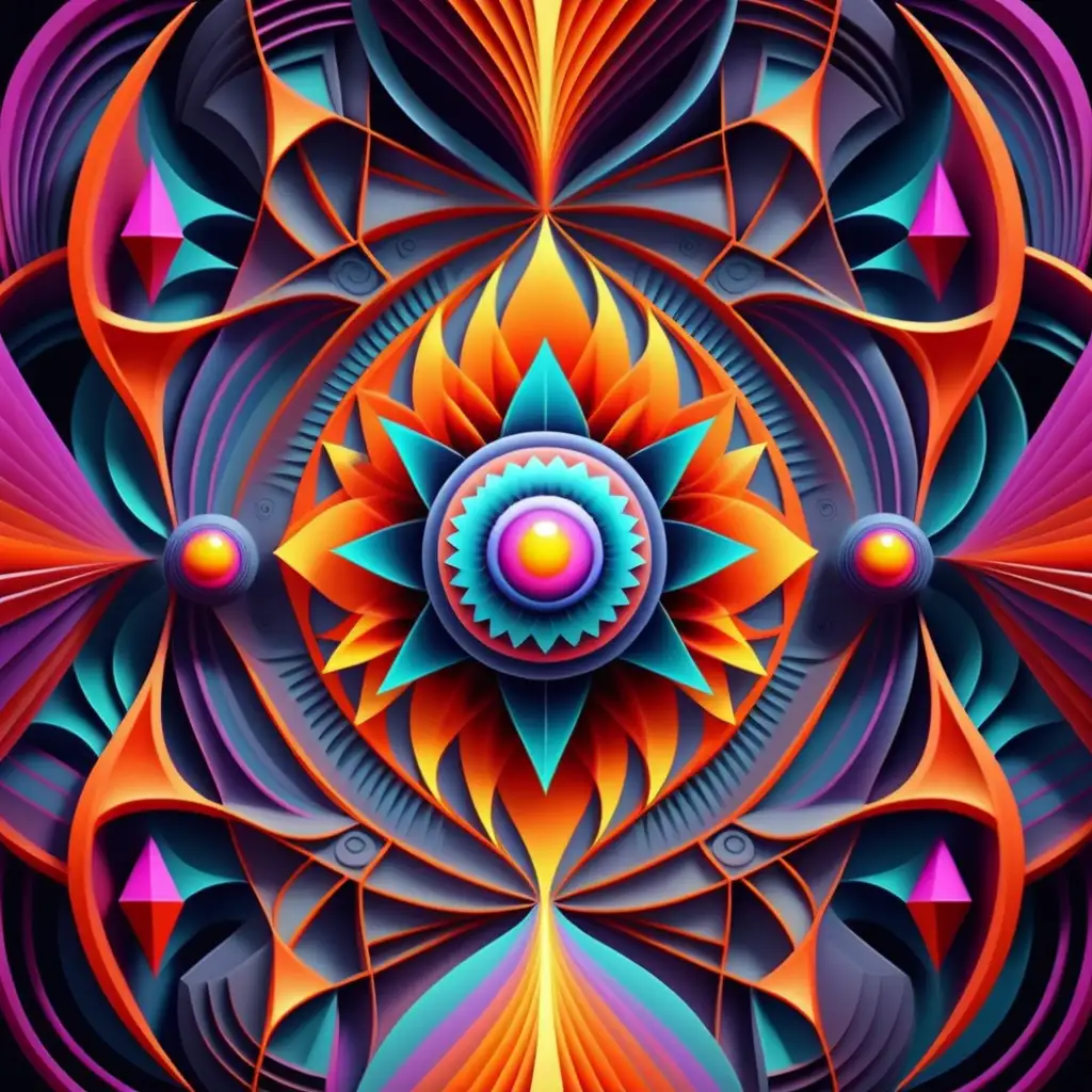 Bright crisp DMT vision. Colors in symmetry and sharp contrast