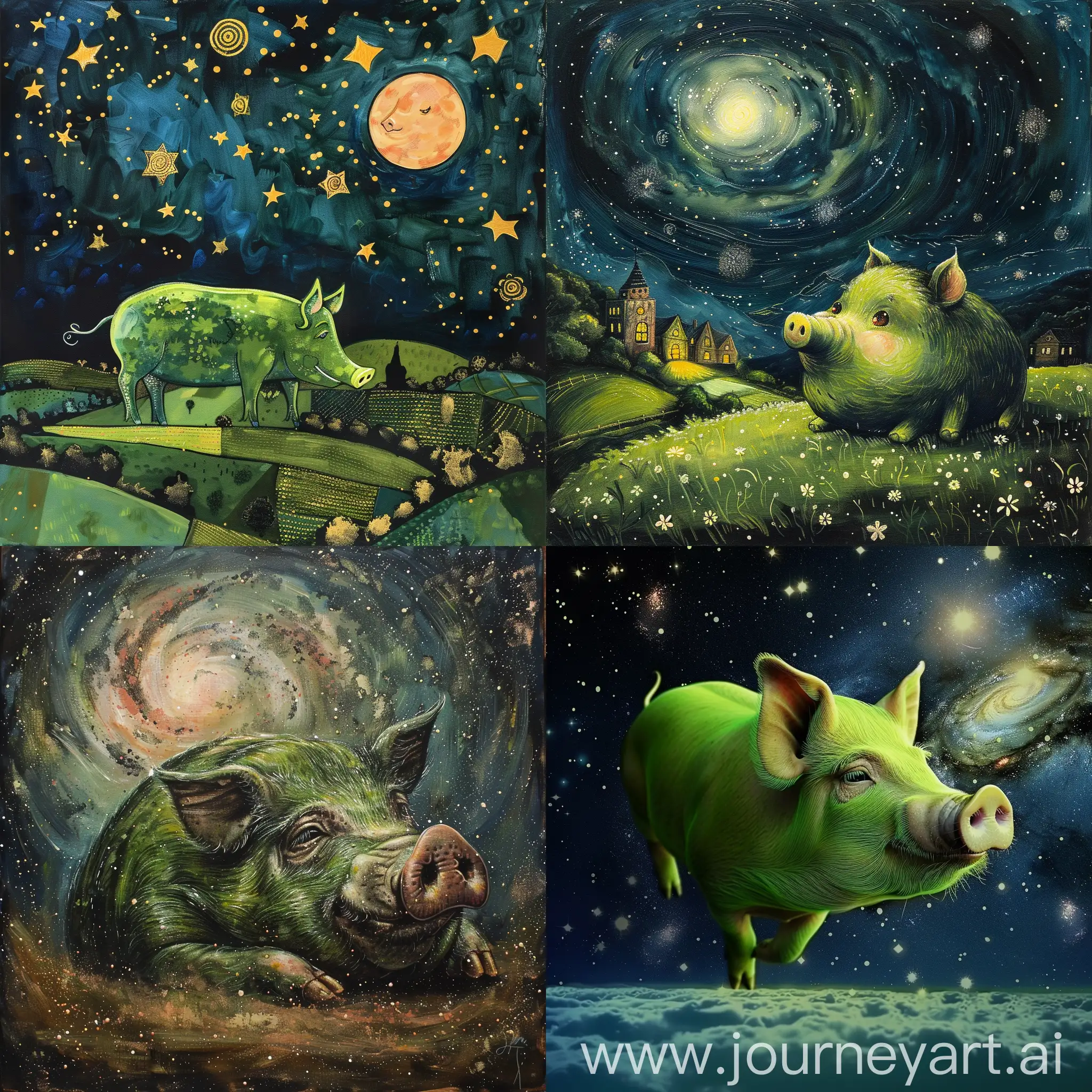 Green-Pig-Under-the-Milky-Way