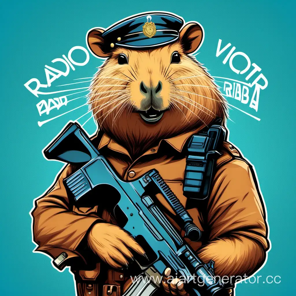 Majestic-Capybara-with-Kalashnikov-and-Pistol-on-Cool-Blue-Background
