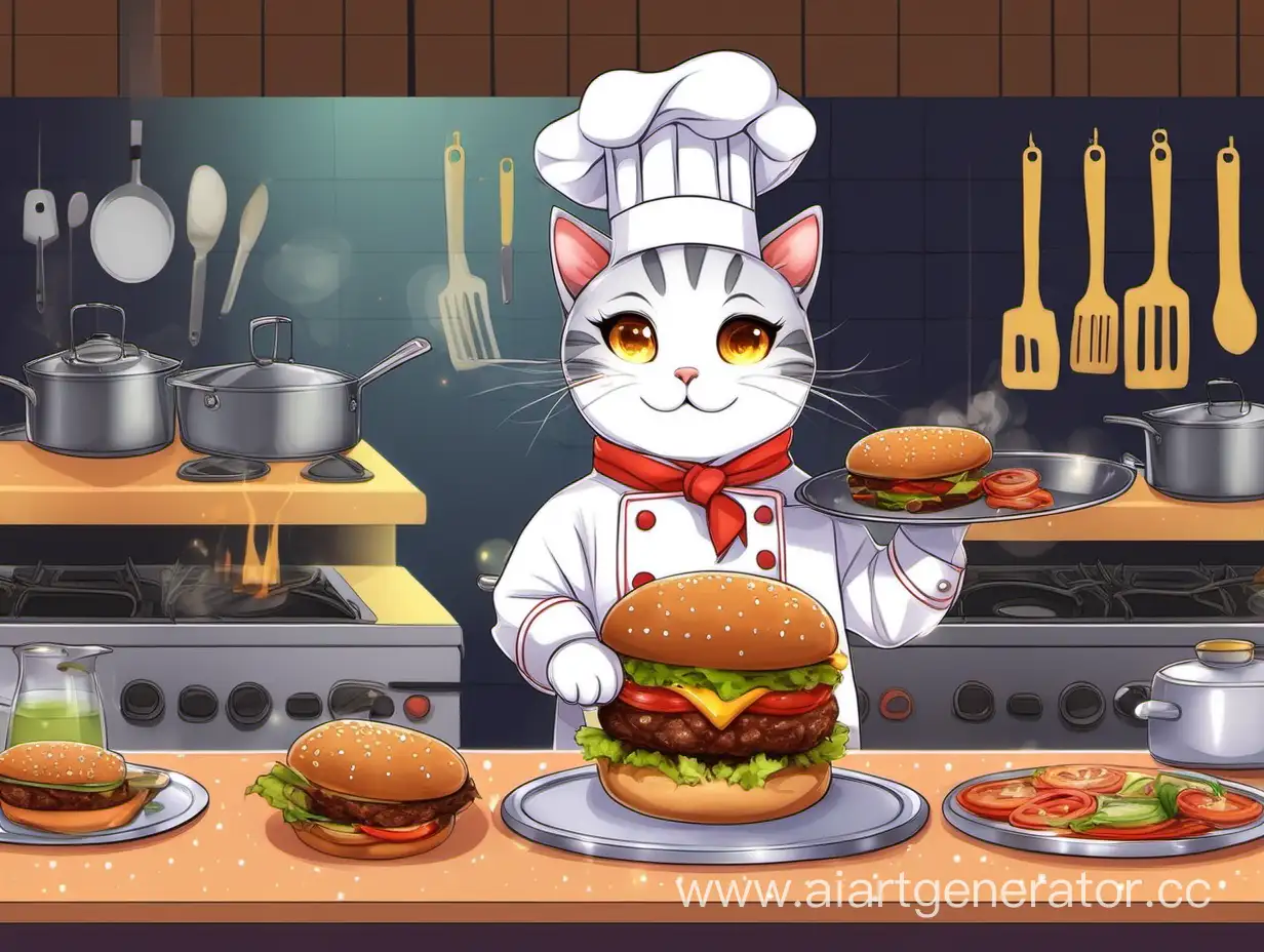 Adorable-Cat-Chefs-Making-Burgers-in-Restaurant-Kitchen