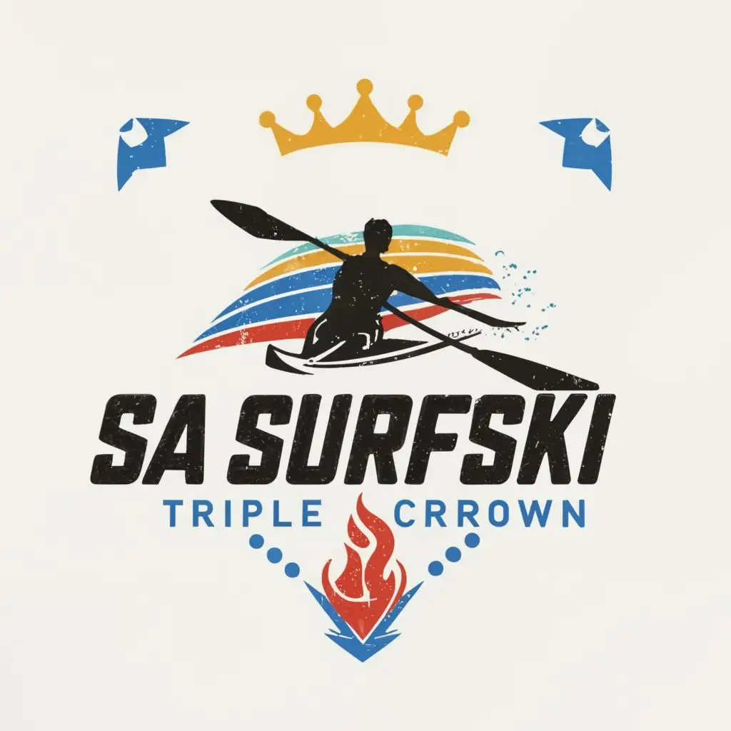 logo, Surfski, with the text "SA Surfski Triple Crown", typography, be used in Sports Fitness industry. Edit the word CROOWN to CROWN