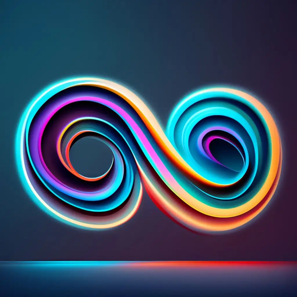 logo, a neon light painting of a cursive letter L and D in the dark, infinity glyph waves, quantum wavetracing, apophysis, infinity symbol, spiraling design, infinity hieroglyph waves, infinite quantum waves, fractal flame. highly_detailded, infini - d - render, parametric flow, bezier curve, möbius, infinity glyph, with the text "loopdynamics ", typography, be used in Technology industry