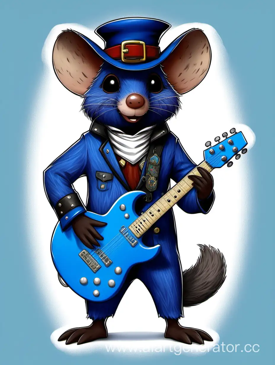 Adorable-Furry-Mole-Playing-a-Blue-Guitar-in-Official-Costume