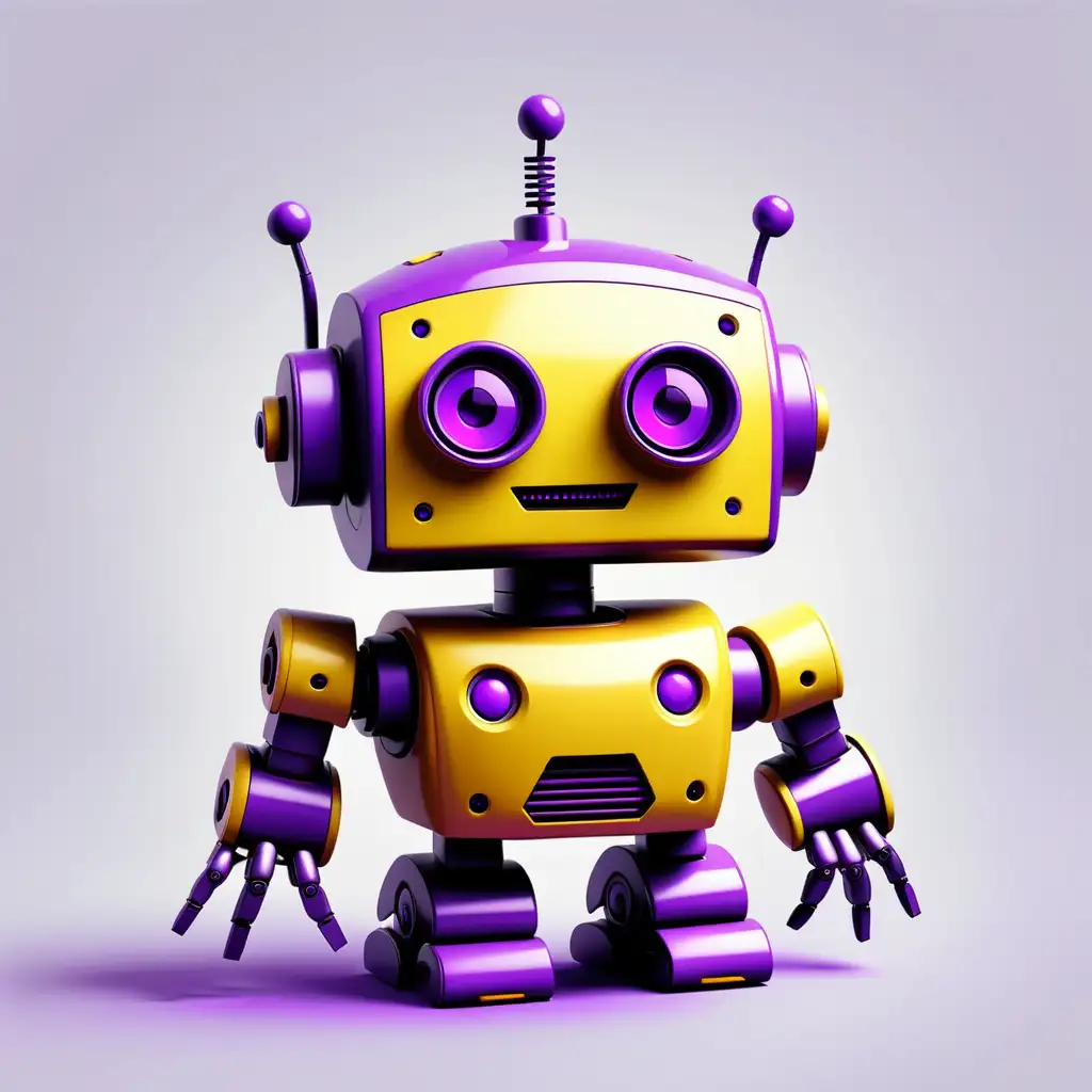 Vibrant Yellow and Purple Robot Logo for AI Course