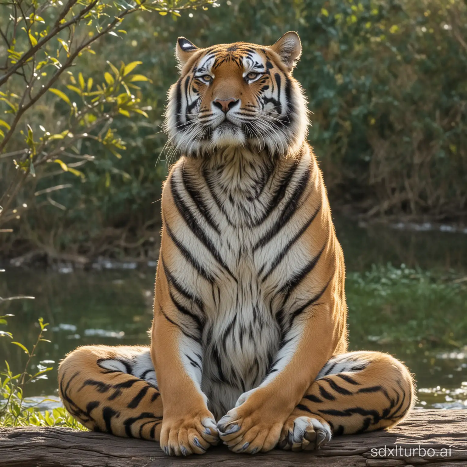 The tiger meditating