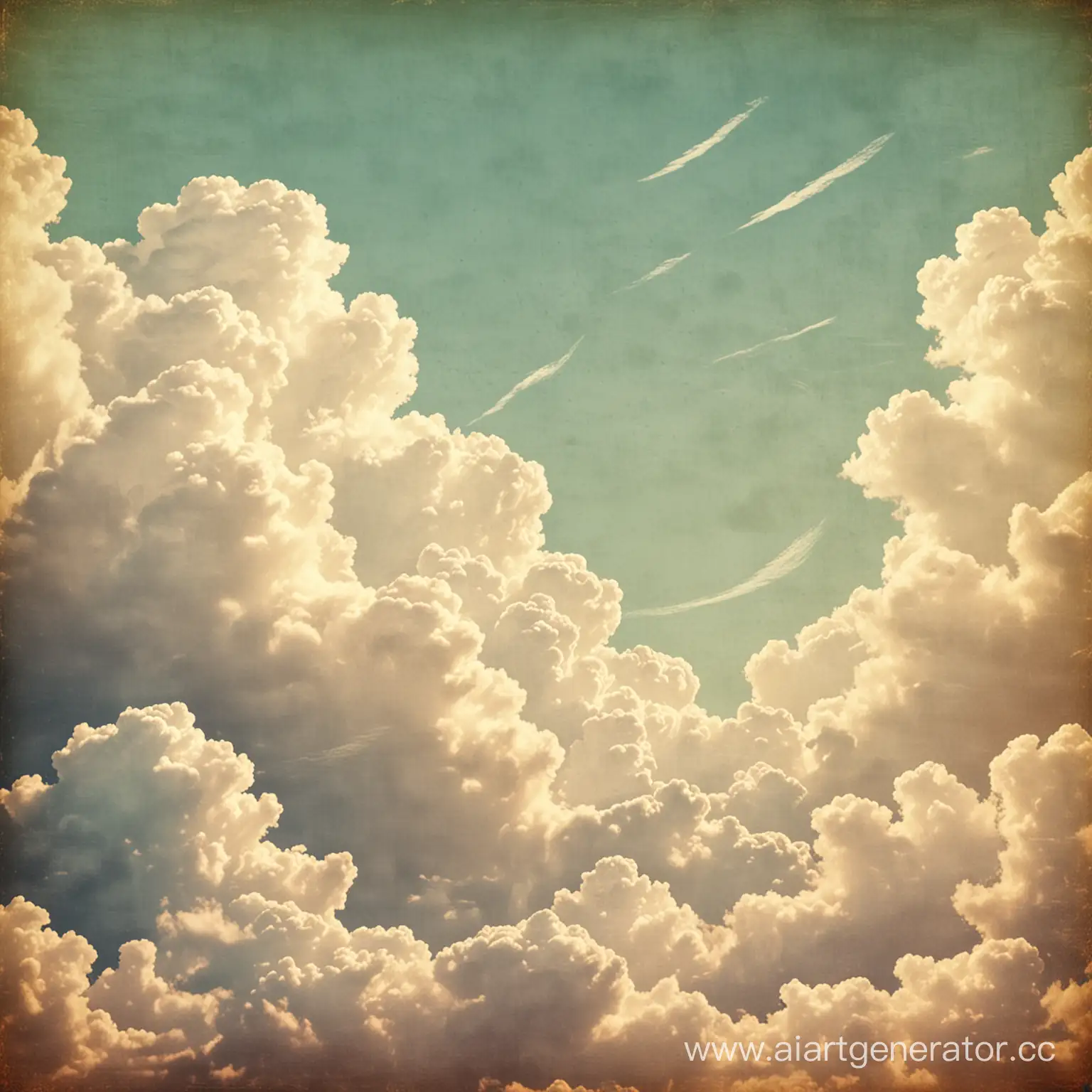 cover for music album with clouds in vintage style