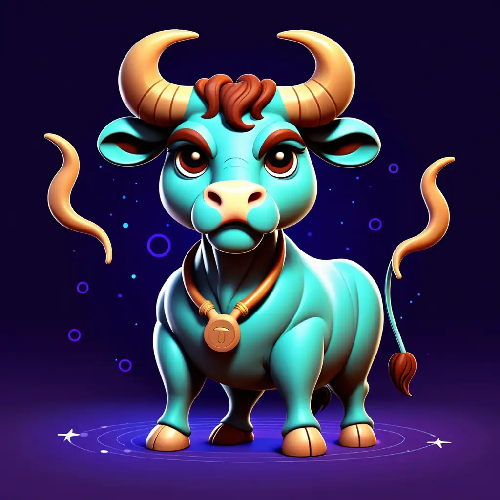 Vibrant Cartoon Taurus Zodiac in Various Colors