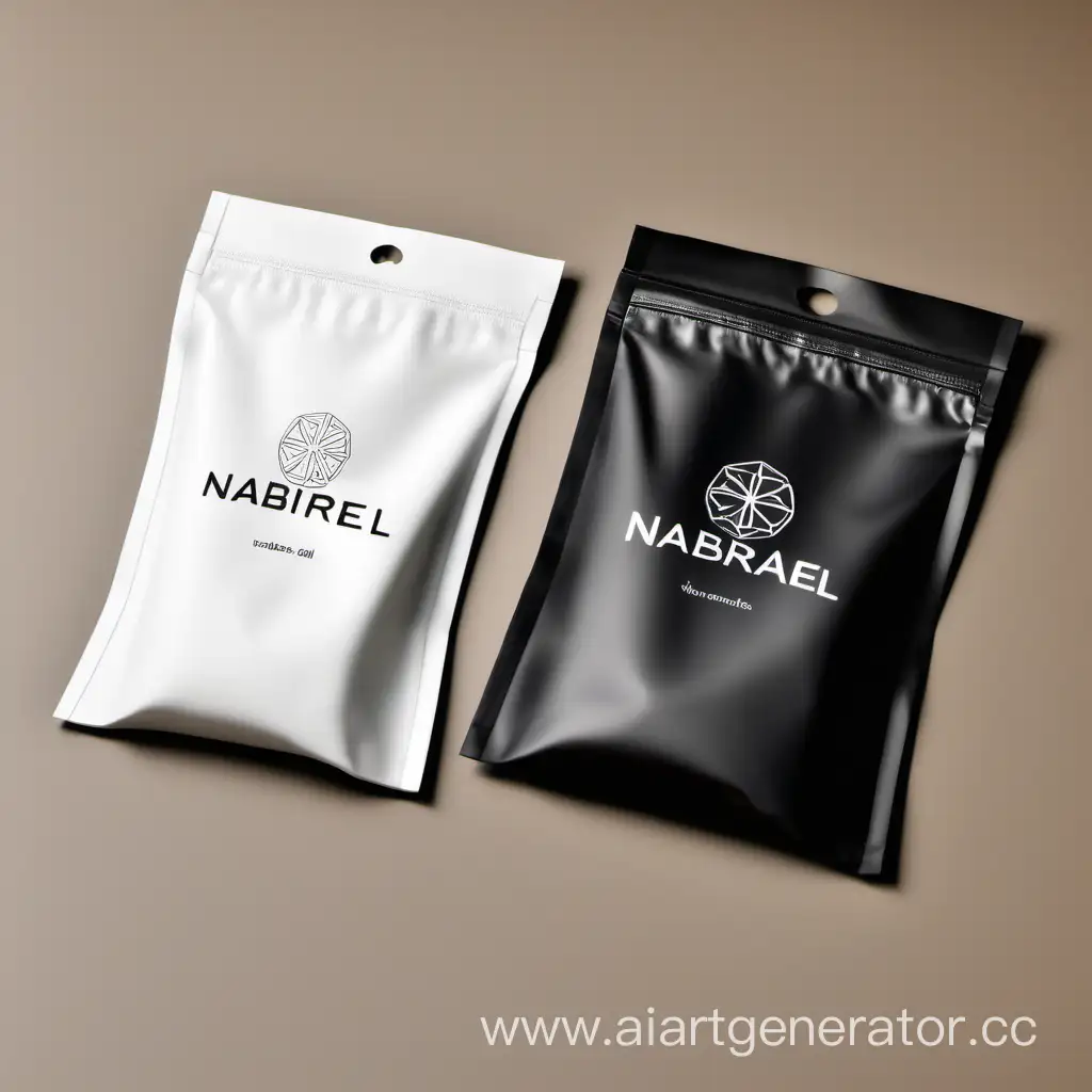 матовая упаковка для одежды с застежкой zip lock, на упаковке картинка брюк и логотип NABIRAEL