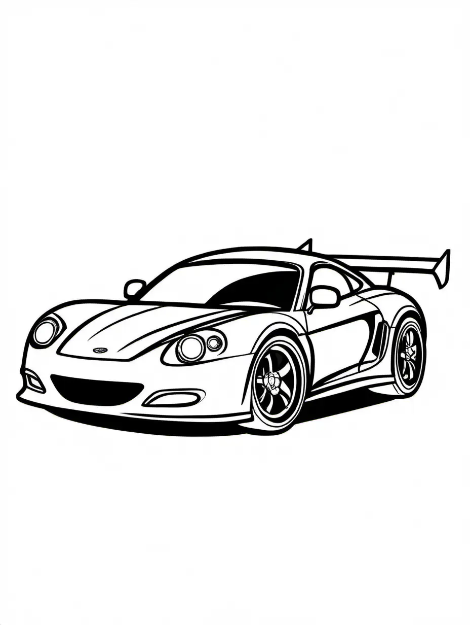 Simple Cartoon Sports Car Coloring Page for Toddlers