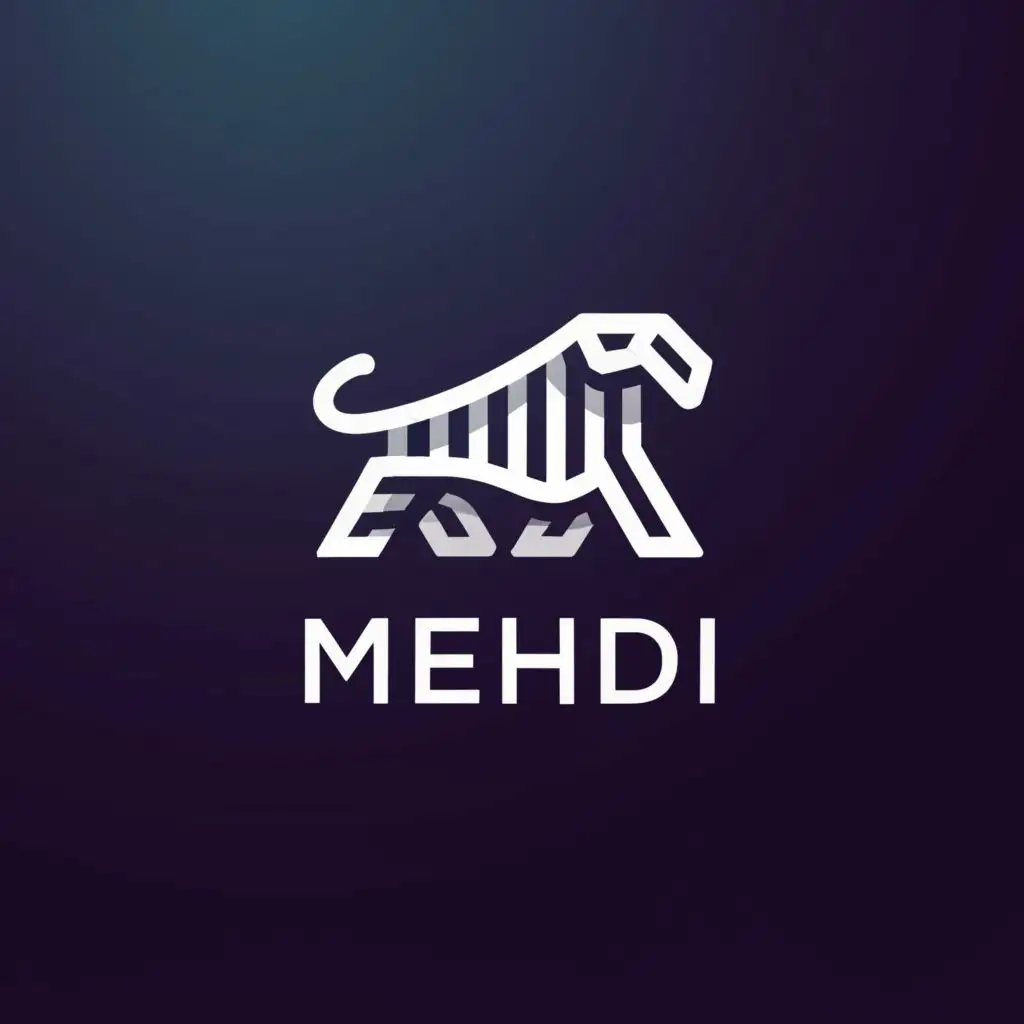 a logo design,with the text "Mehdi", main symbol:Tiger,Minimalistic,be used in Technology industry,clear background