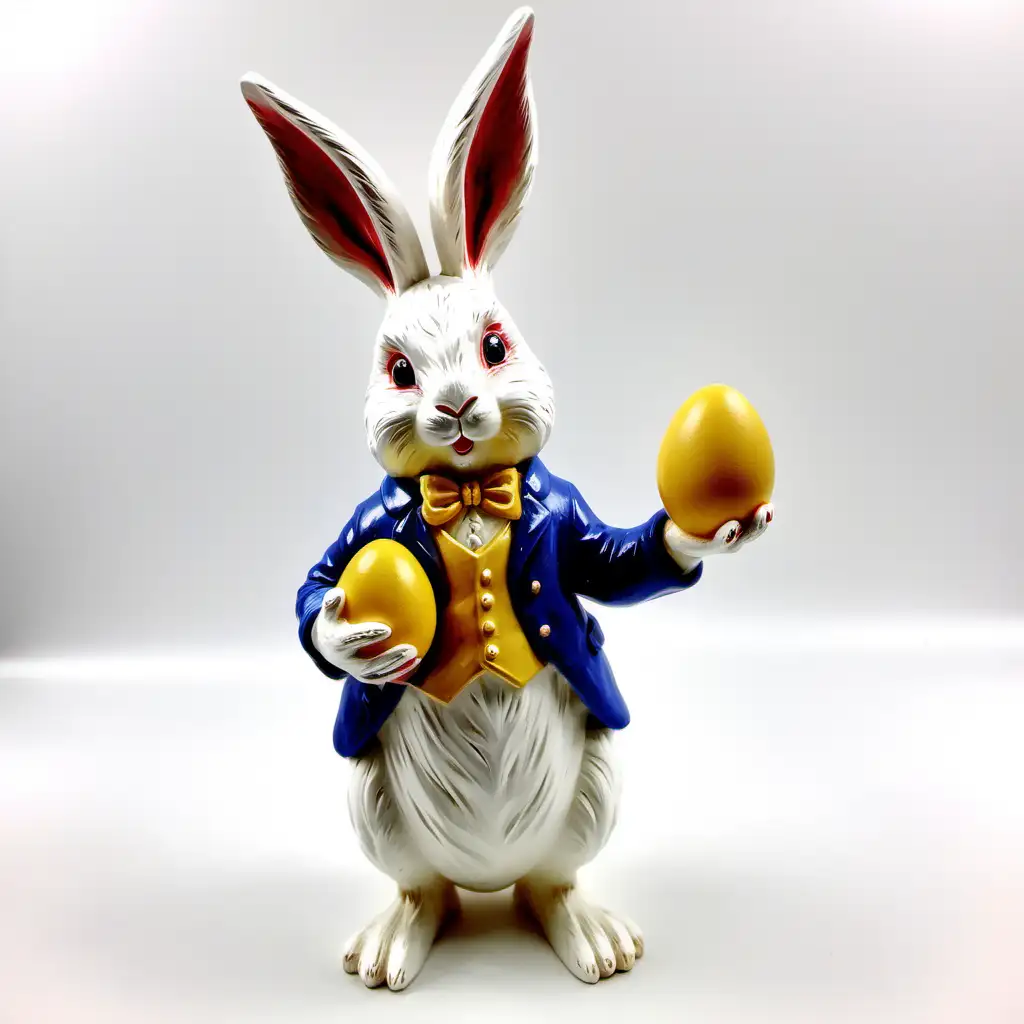 复活节 树脂 兔子站立 手拿鸡蛋   欧美风格  白色背景