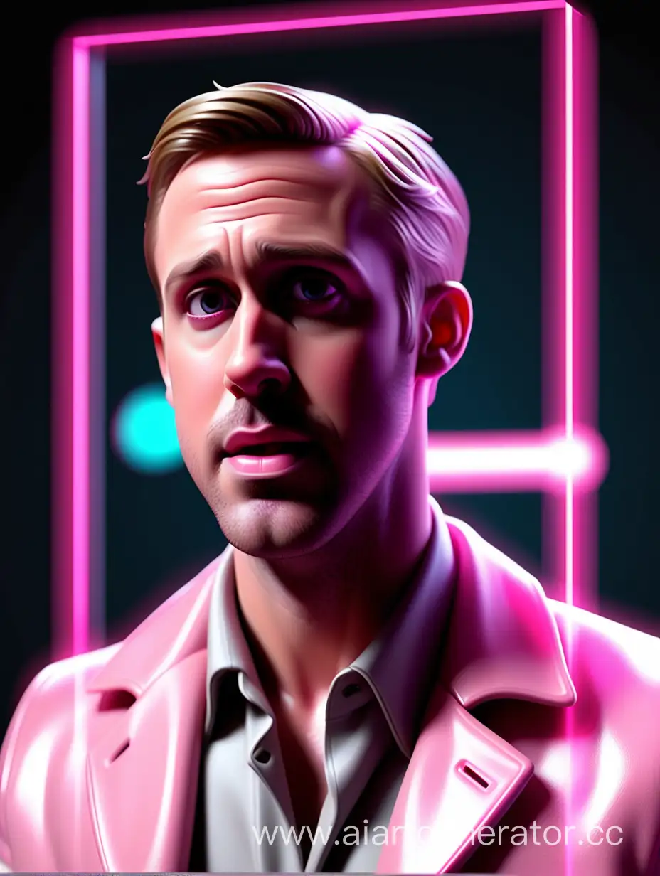 Ryan-Gosling-Admiring-a-Mesmerizing-Pink-Hologram