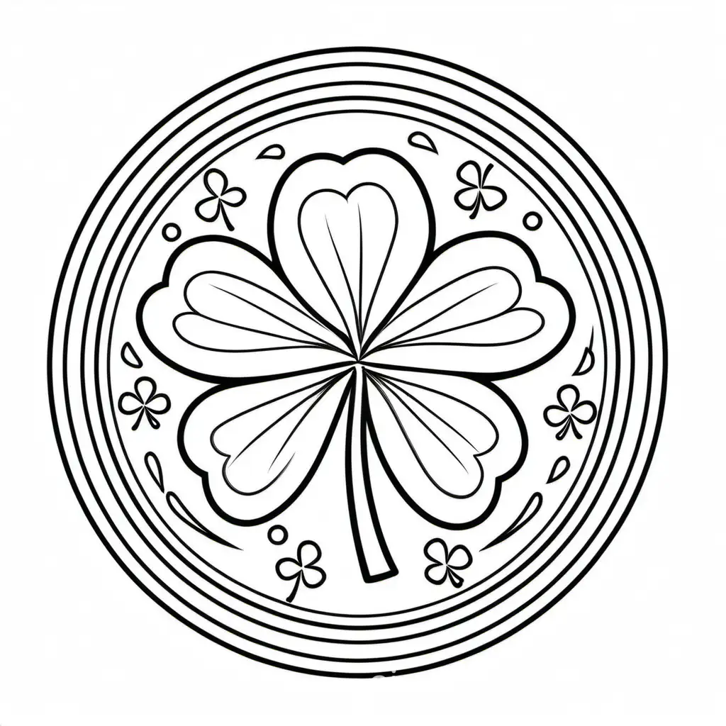st.patrick's day or gold coin, cute in 50 ways page, Coloring Page, black and white, line art, white background, Simplicity, Ample White Space. The background of the coloring page is plain white to make it easy for young children to color within the lines. The outlines of all the subjects are easy to distinguish, making it simple for kids to color without too much difficulty