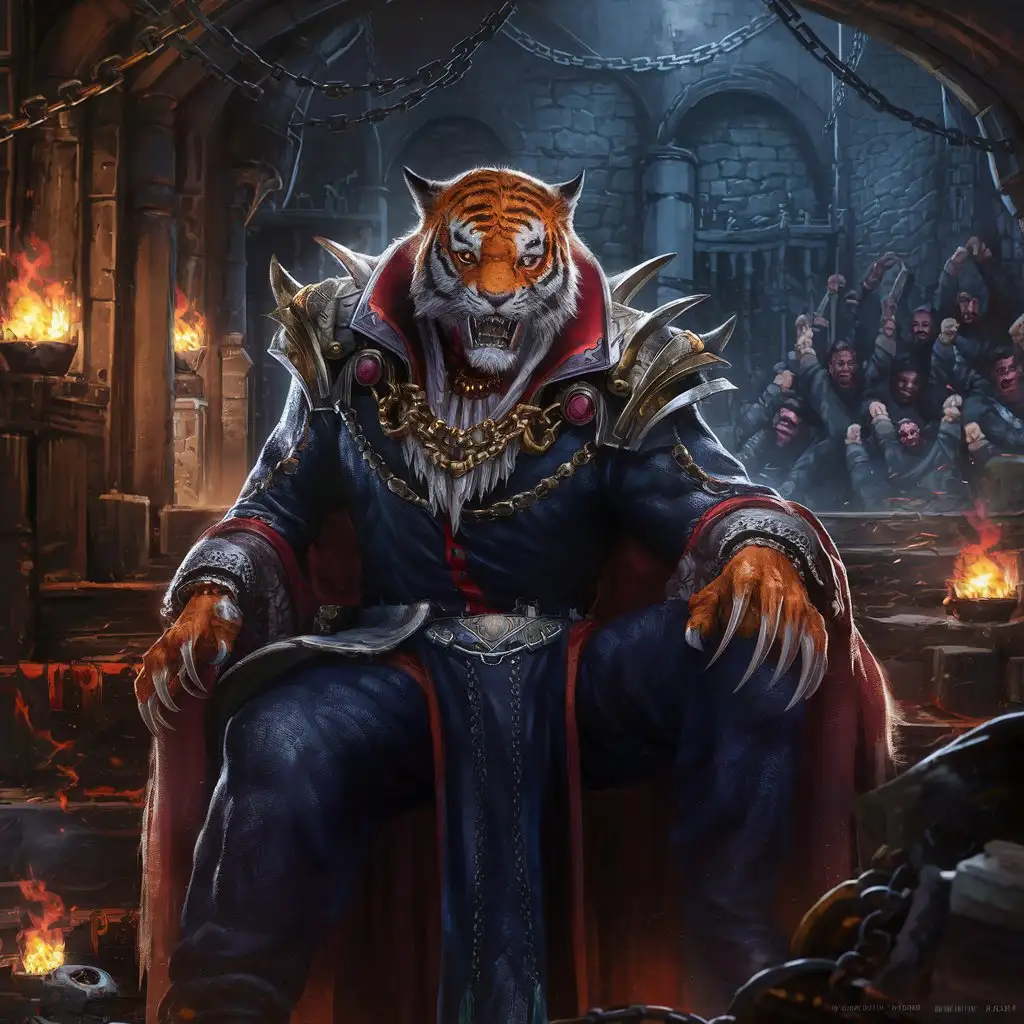 Evil tiger humanoid noble in his lair
Dungeons and Dragons
