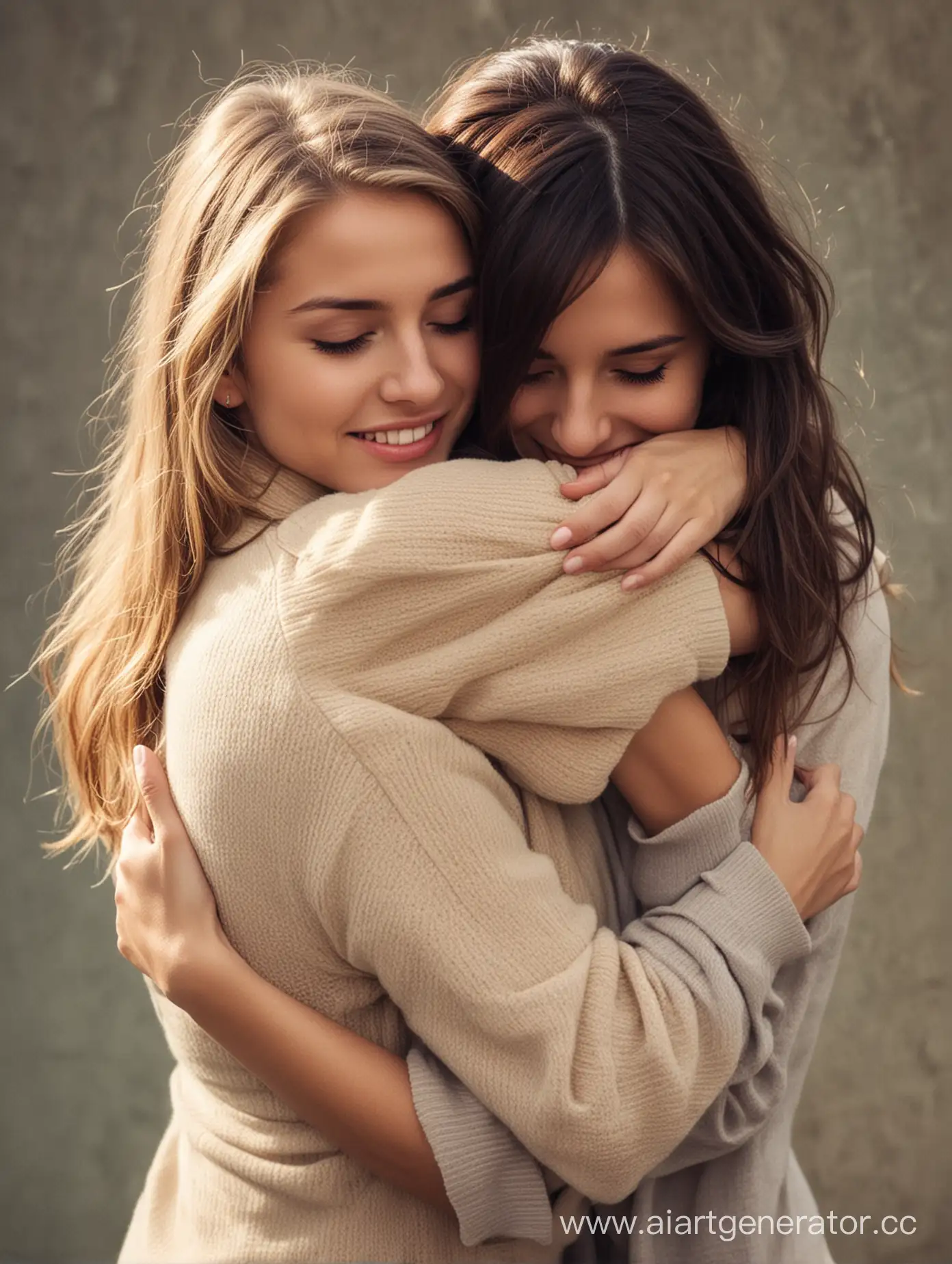 close friends hug