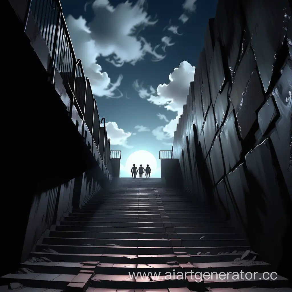 People-Ascending-Stairs-from-Dark-Pit-to-Bright-Sky