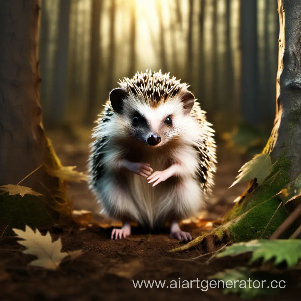 Forest-Dwelling-Hedgehog-Sitting-Upright
