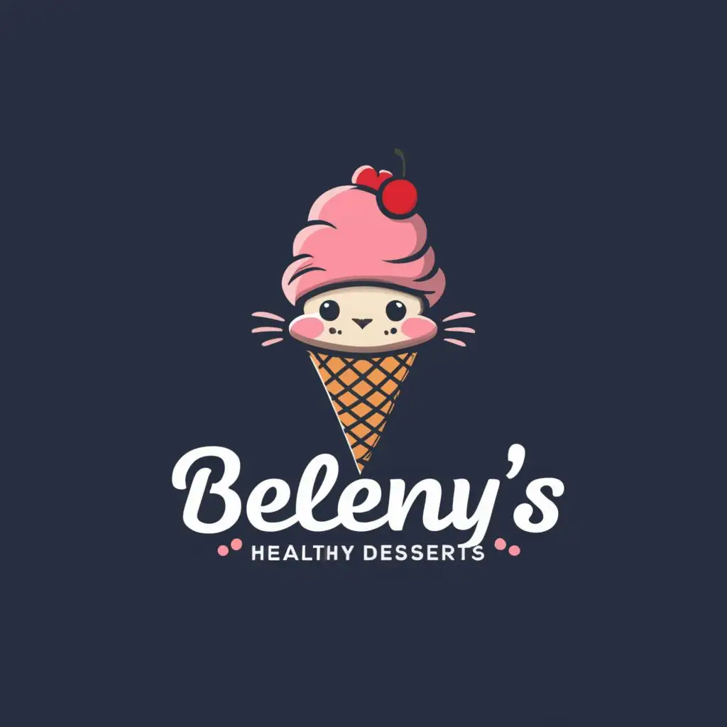 a logo design,with the text "Beleny's Healthy Desserts", main symbol:Cat Style logo for ice cream,Moderate,clear background