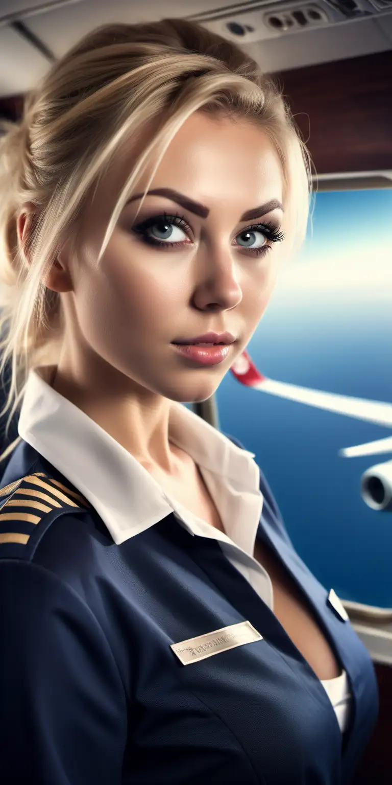 Stunning Nordic Stewardess in a Private Plane with Mesmerizing Detail