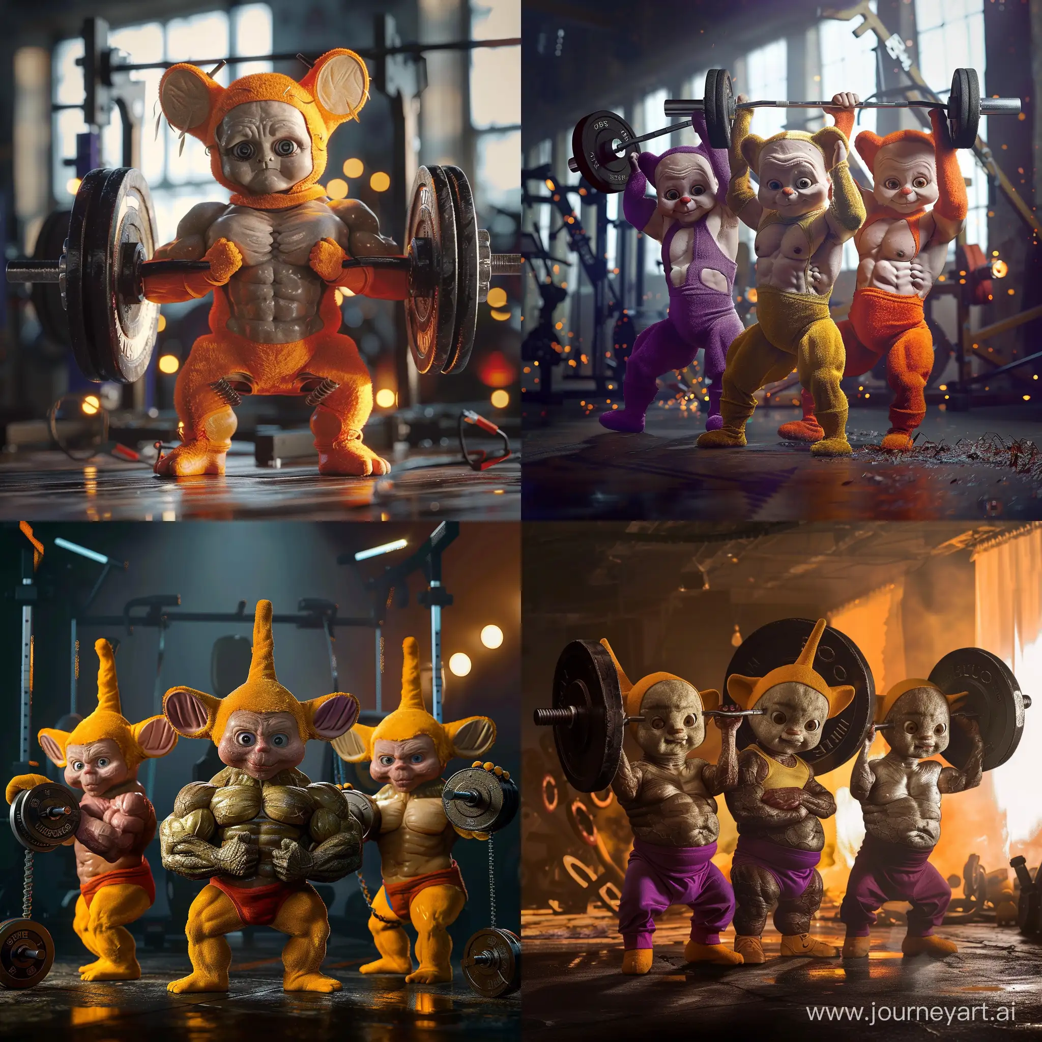 Teletubbies-Powerlifting-Professional-Bodybuilders-in-Ultra-Realistic-Cinematic-Light