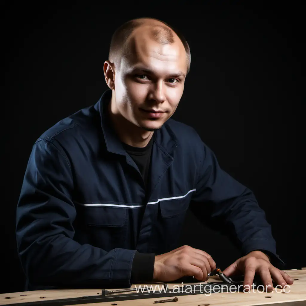 Russian-Furniture-Assembler-Working-Against-Dark-Background