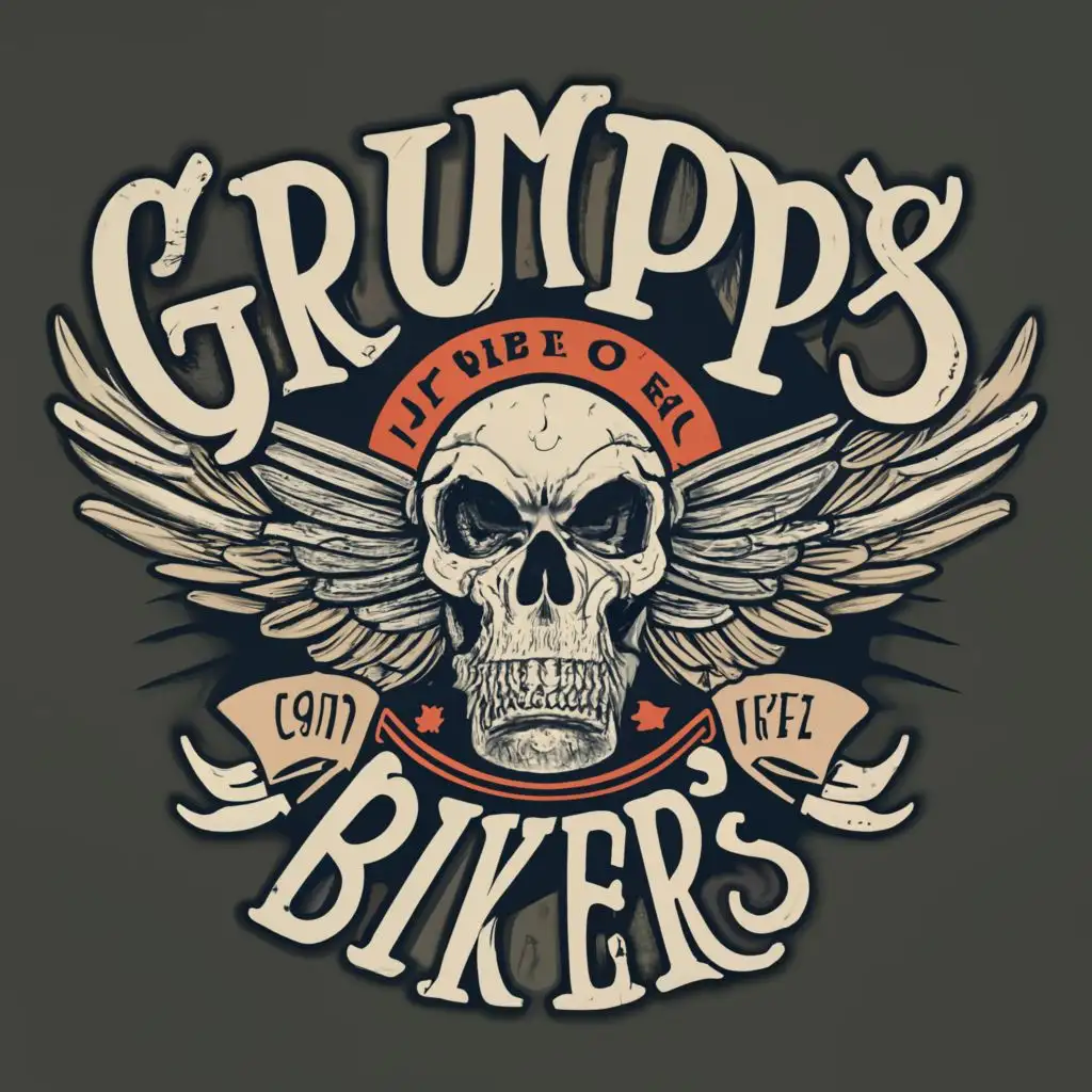 logo, Motorcycle skull, with the text "Ood grumpy biker’s", typography