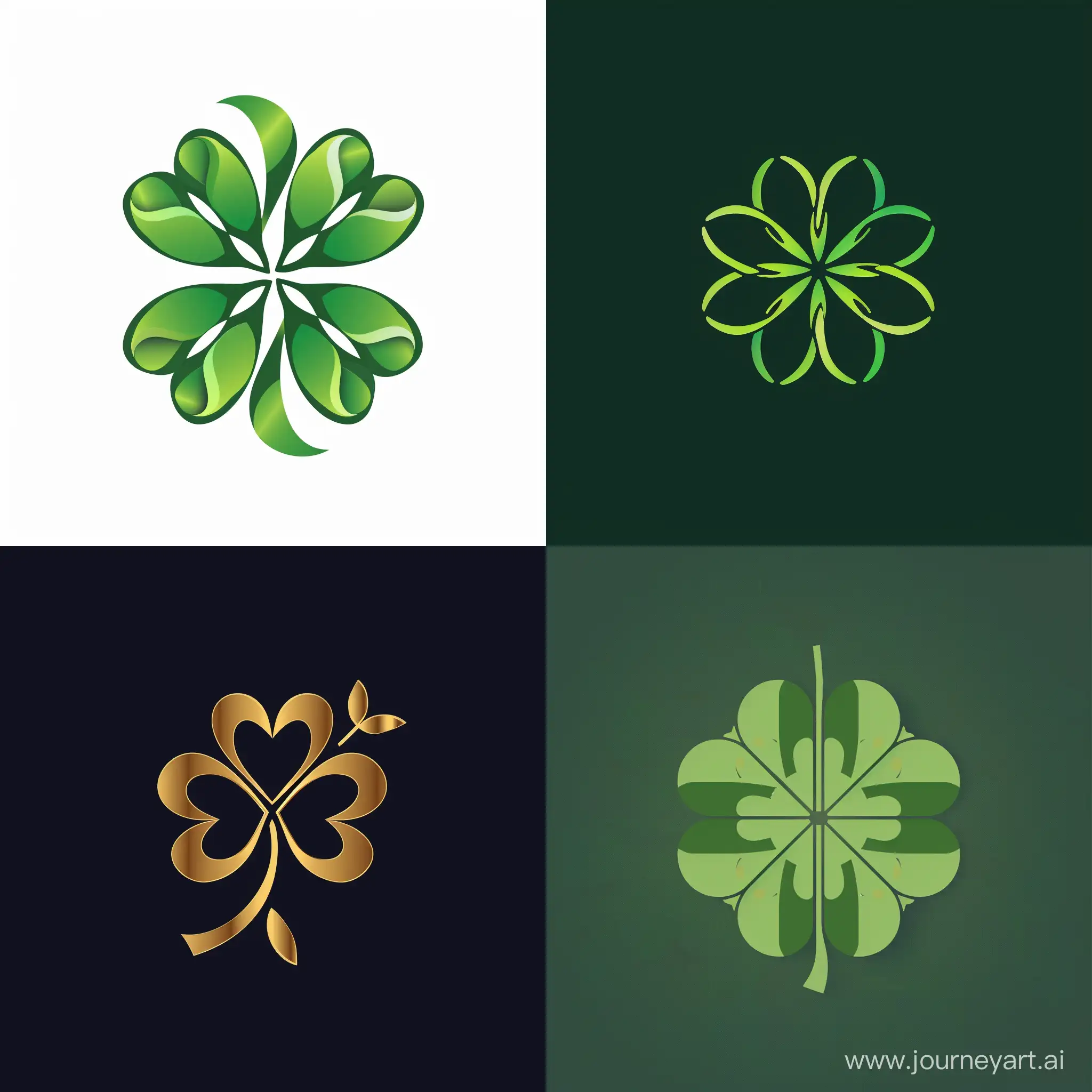 Clover-Flower-Logo-Design-on-Green-Background