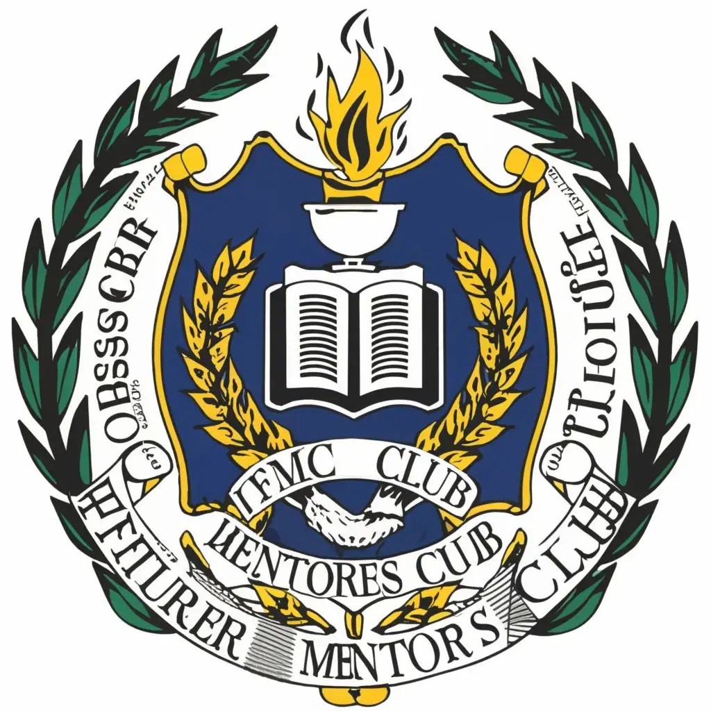 Logo-Design-for-Future-Mentors-Club-Torch-Book-Shield-and-Laurel-Leaf-with-FMC-Emblem