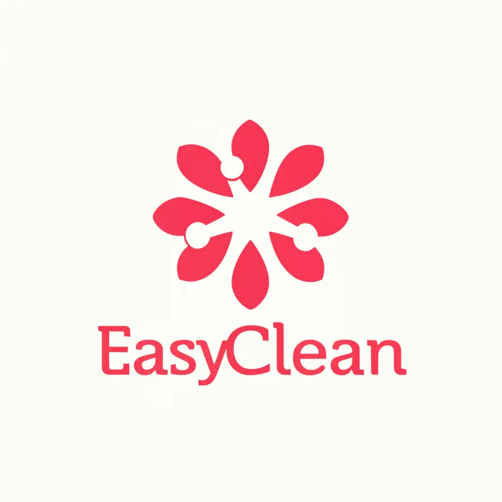 a logo design,with the text "EasyClean", main symbol:Sakura, detergent, pink,Moderate,be used in Beauty Spa industry,clear background