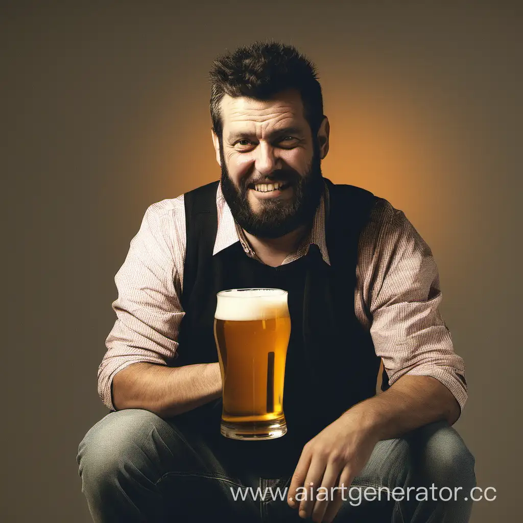 Man-Enjoying-a-Refreshing-Beer