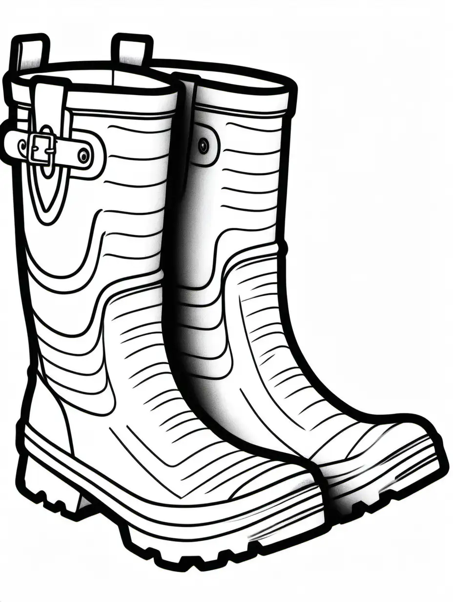 pair of erllington boots  coloring book, black and white, line art, thick black lines no background no logo