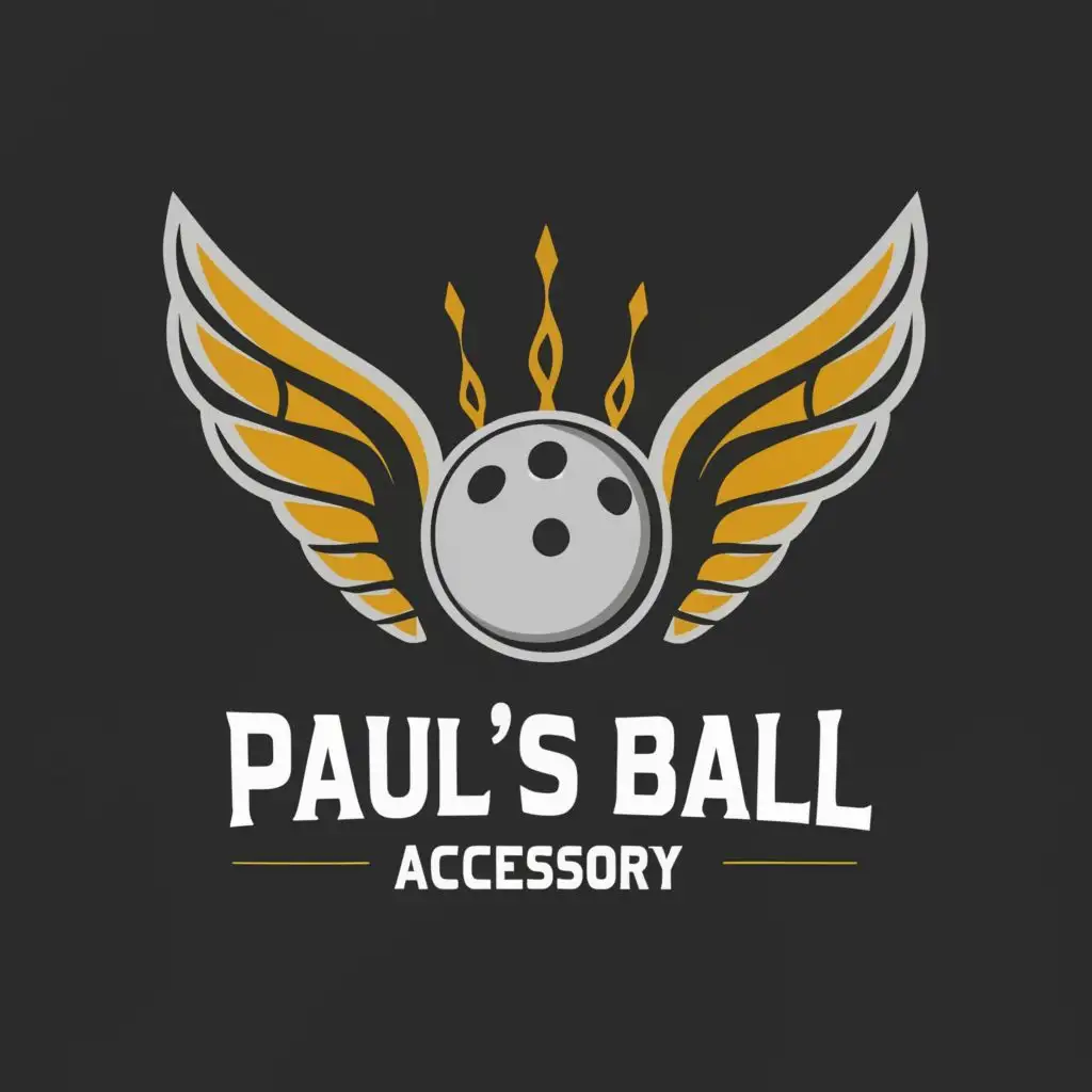 a logo design,with the text "Paul's Ball Accessory", main symbol:Bowling Ball with wings,Moderate,clear background