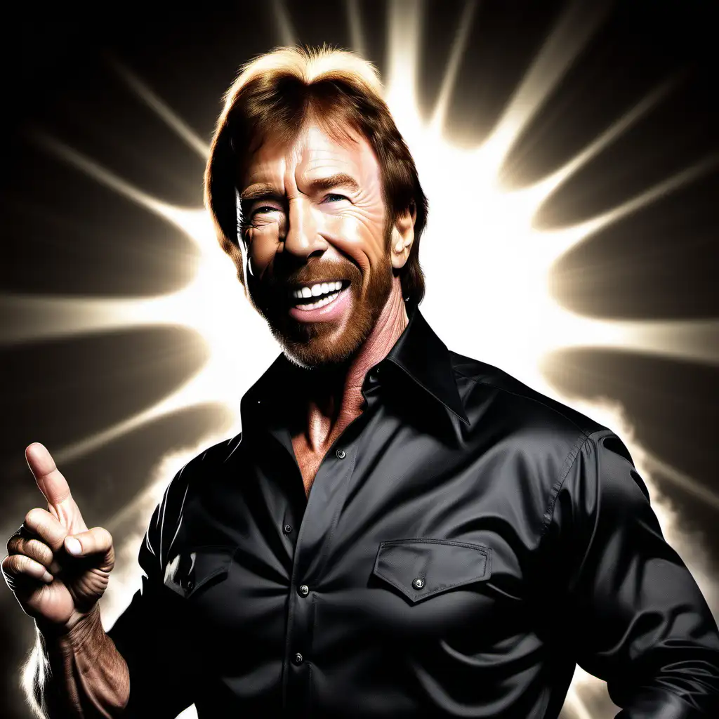 Chuck Norris beaming heavenly light