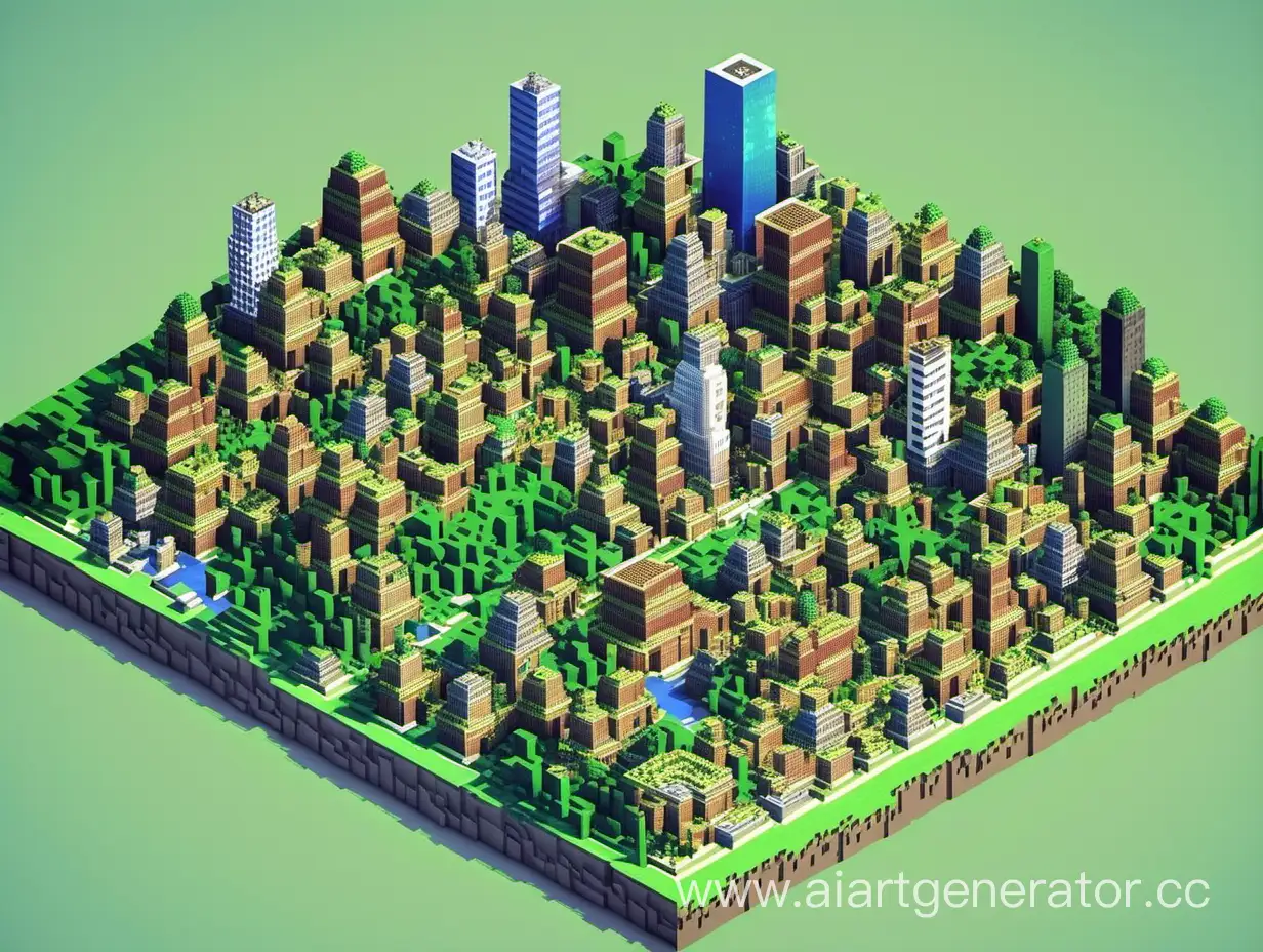 Vibrant-Minecraft-Cityscape-with-Creative-Builds-and-Pixelated-Wonders