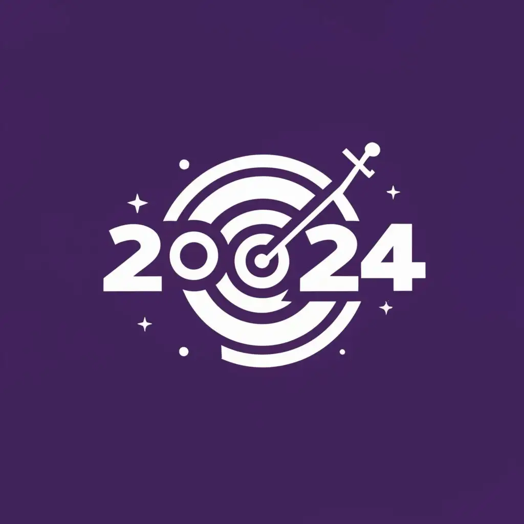 a logo design,with the text "Vinyl disc with 2024 on it purple", main symbol:2024,Moderate,be used in Events industry,clear background