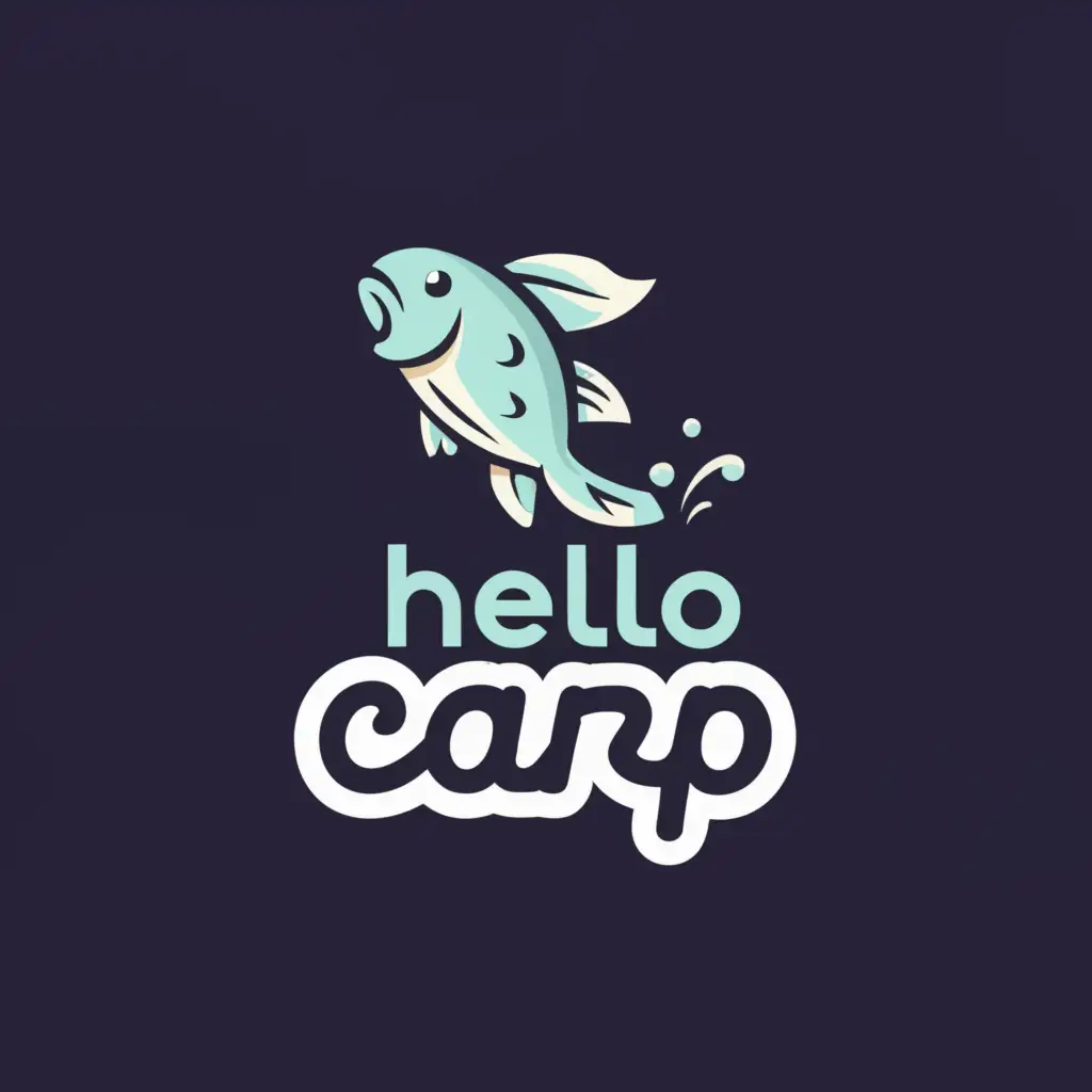 a logo design, with the text 'hello carp', main symbol:fish, Moderate, green background