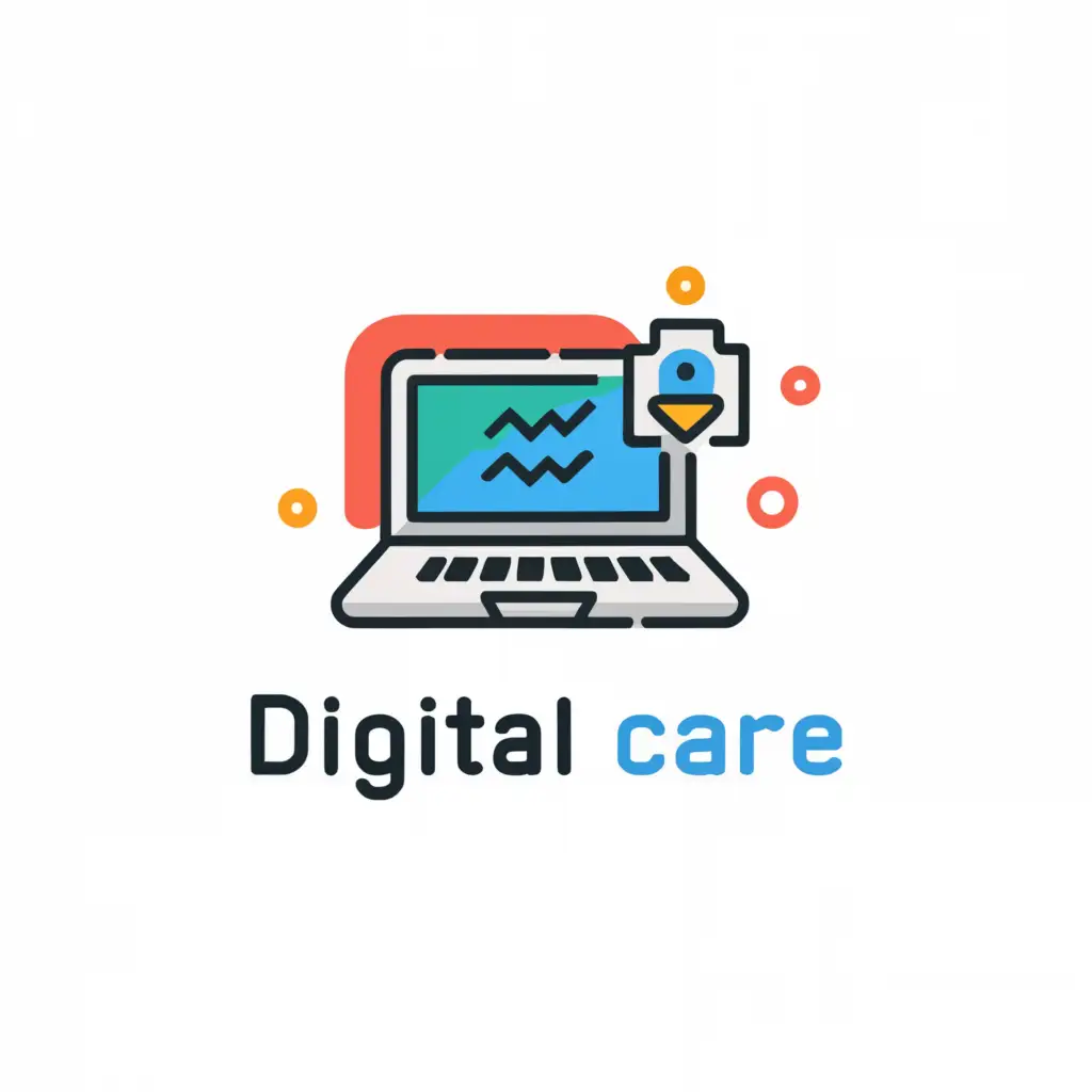 a logo design,with the text "digital care", main symbol:main syomble is laptop,Moderate,be used in Internet industry,clear background