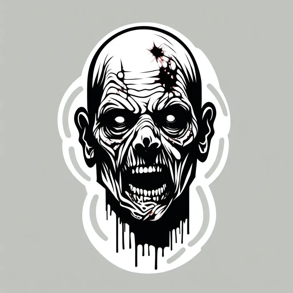stencil, minimalist, simple, vector art, negative space, black and white, line drawing, zombie