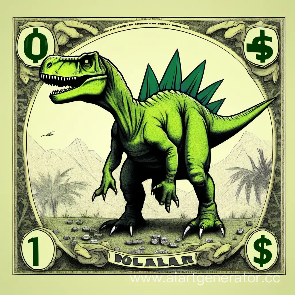 Dinosaur-Sculpted-with-Currency-Motif