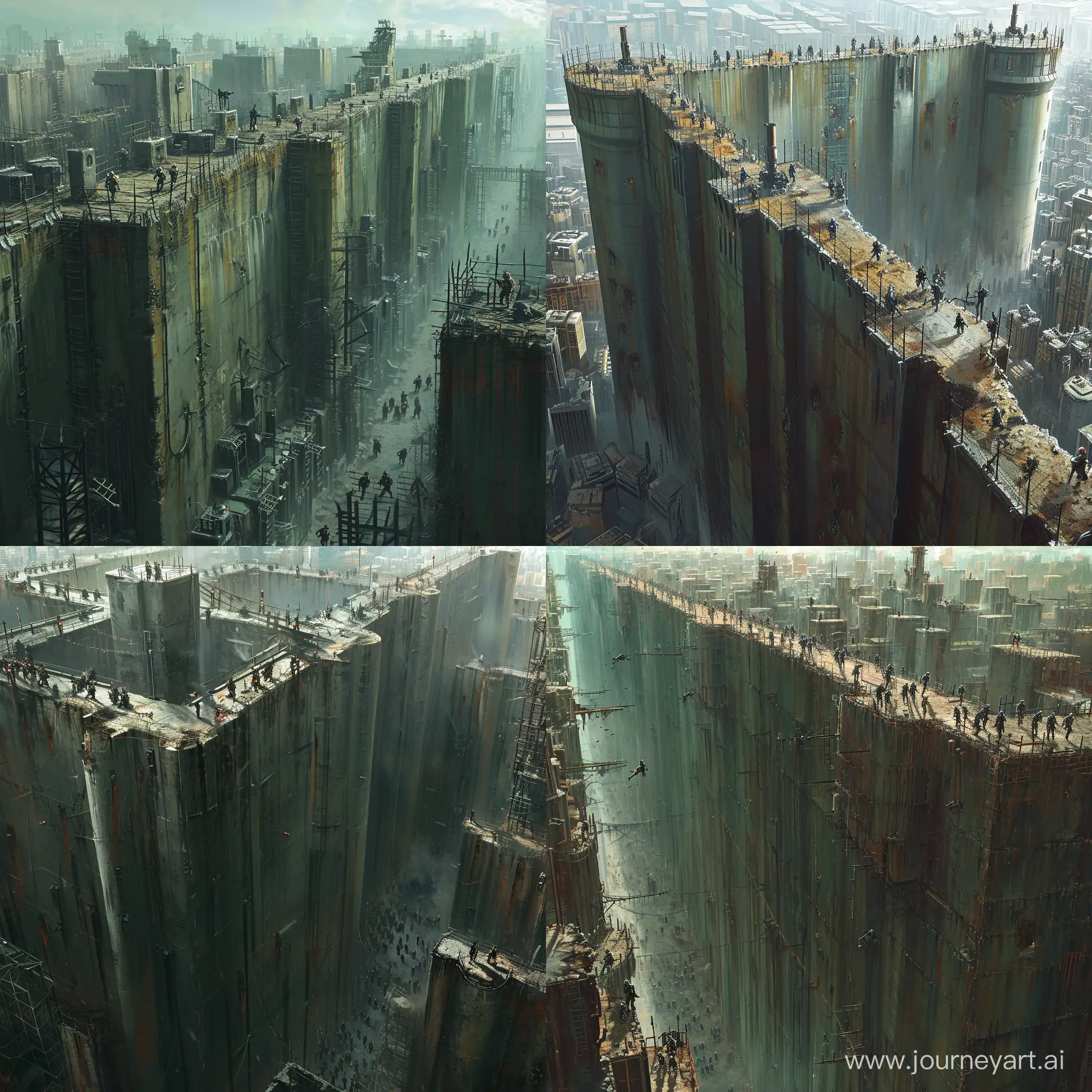 Defensive-Cityscape-with-Tall-Metal-Walls-and-Zombie-Threat