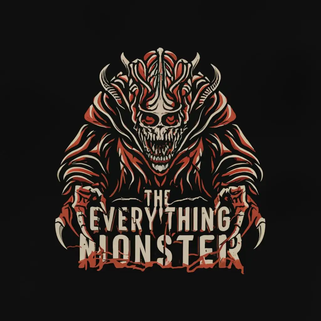 a logo design,with the text "The Everything Monster", main symbol:Some sort of monster in the style of dead space and the thing movie.,complex,be used in Entertainment industry,clear background