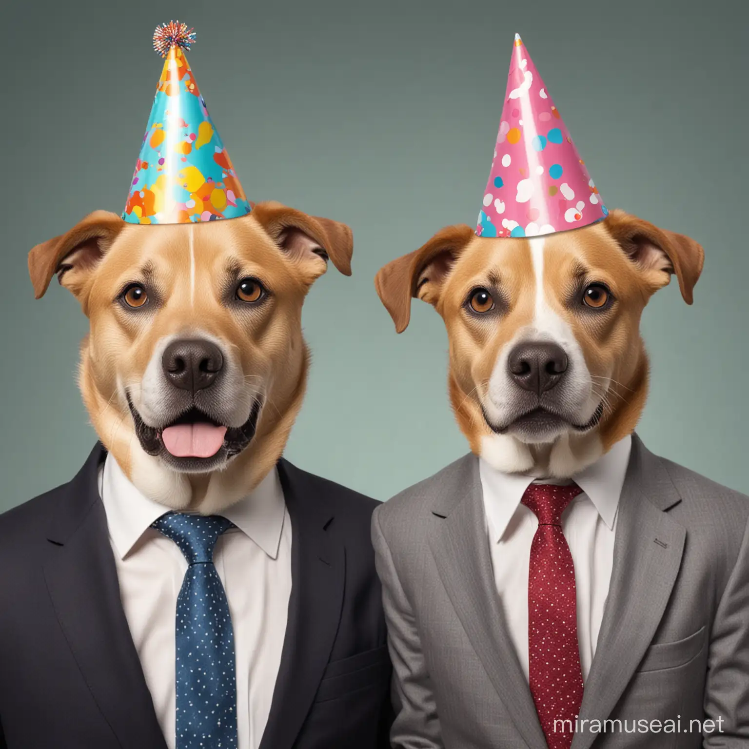 Dogs in Festive Attire Celebrating with Party Hats