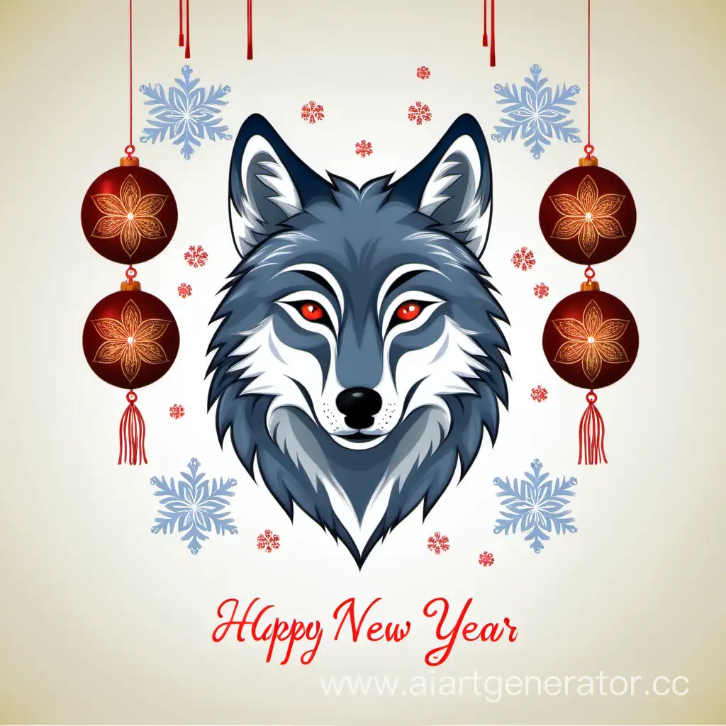 открытка к новому году с волком