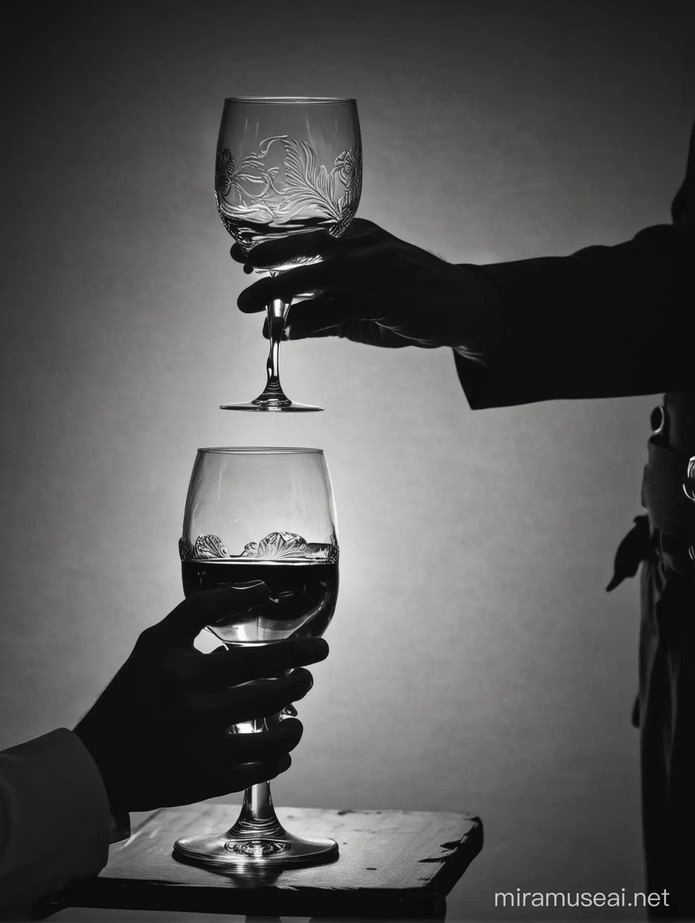 jose rizal's hand holding a glass of scotch, delivering a toast, and then on the silhouette of the glass of scotch were both nation of spain and philippines.