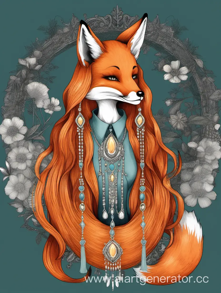 Fox-with-Long-Hair-Creating-Stylish-Necklace