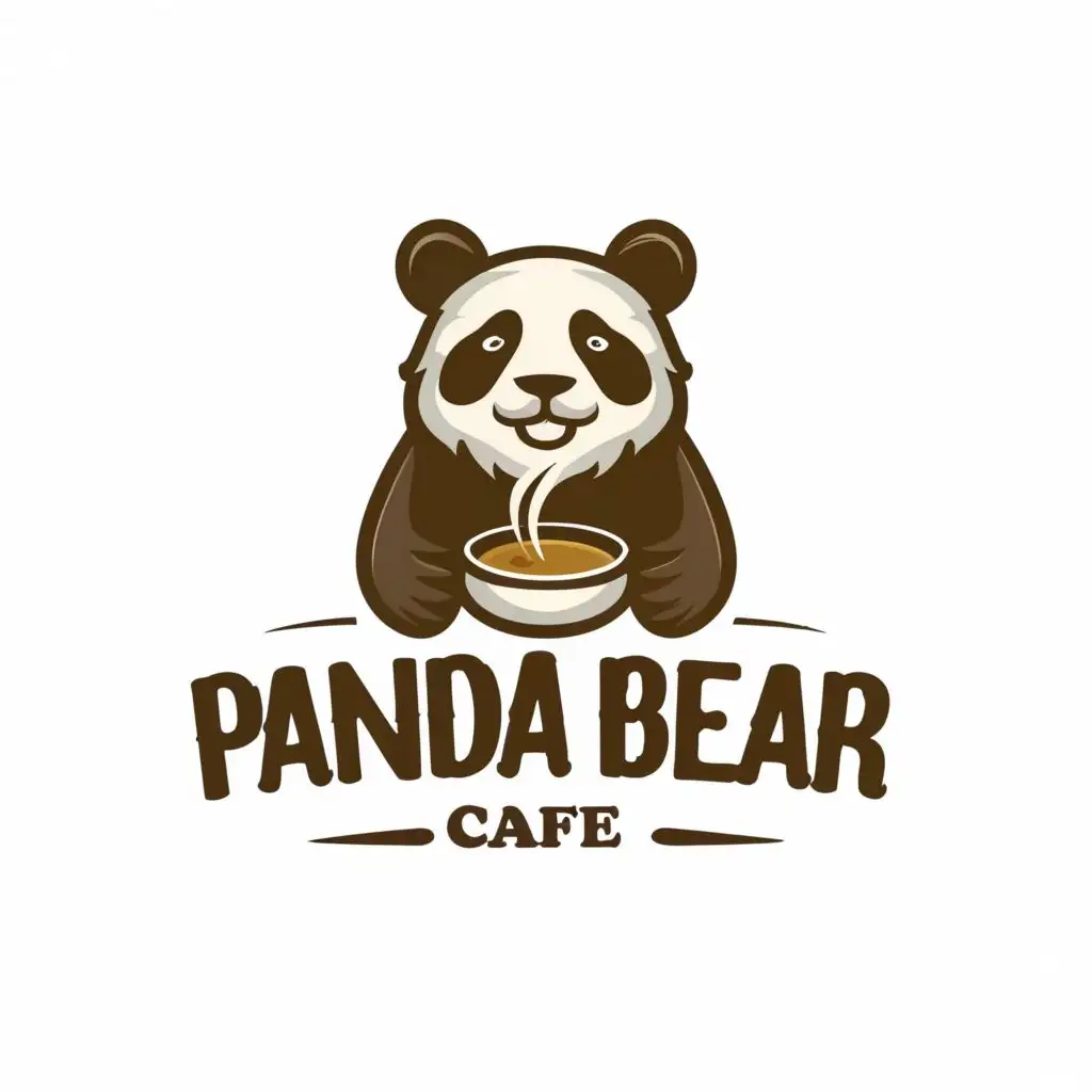 logo, coffee, bear, panda, with the text "Panda Bear Cafe", typography, be used in Restaurant industry