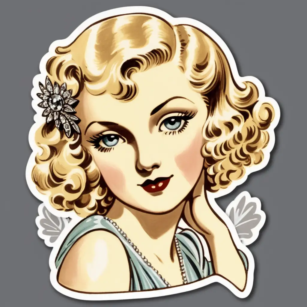 Charming 1930s Blonde Glamour Queen Sticker with Adorable Vibes